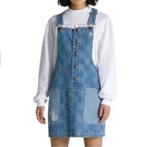 VANS denim bibbed checkered mini dress X-large EUC